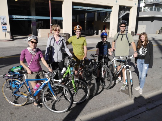 Noreen Sullivan (2nd from left) joins members of the Pasadena Complete Streets Coalition on a District 4 exploratory ride. 