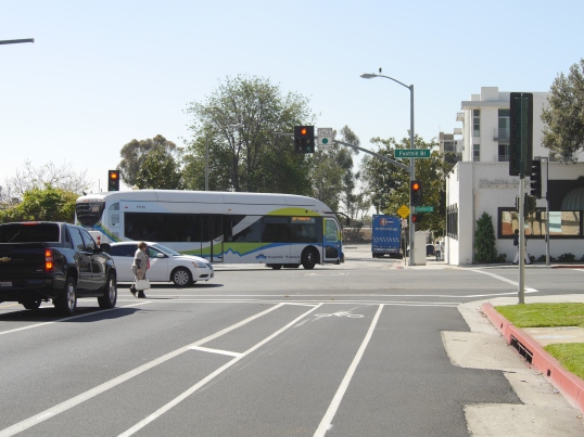 Halstead bike lanes provide connectivity to transit at Sierra Madre Villa station. 